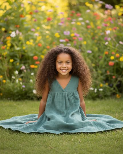 Musselin Kleid Maedchen Mint - Strandkleid 90-130 - Ansicht 5