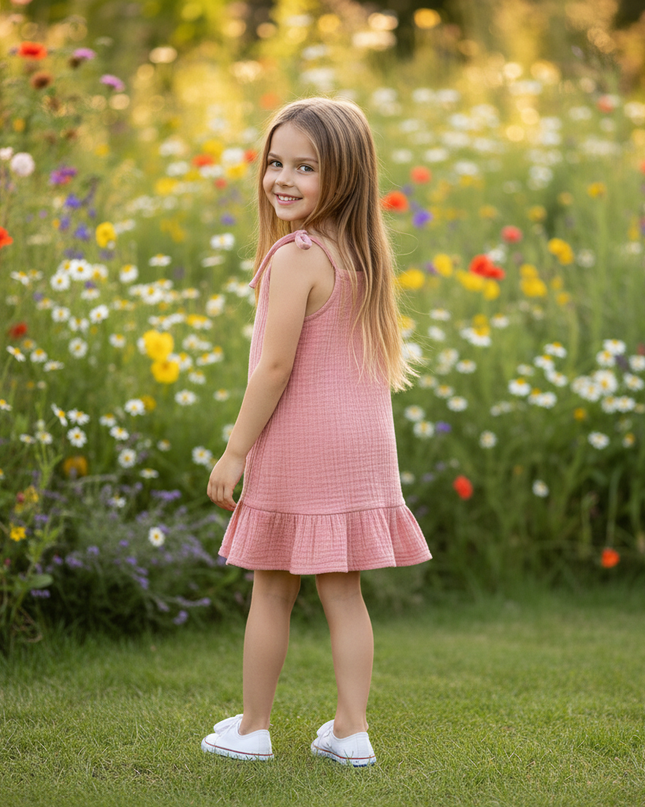 Musselin Kleid Maedchen Mit Perlen - Rosa Sarafan - Ansicht 2