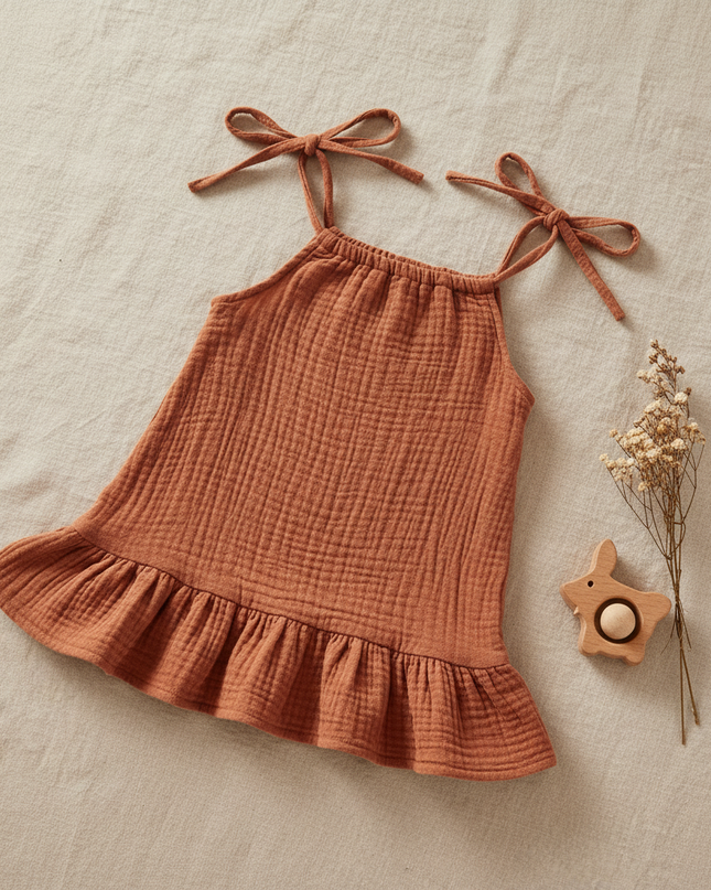 Musselin Kleid Maedchen Orange - Baby Slip Gelb - Ansicht 2