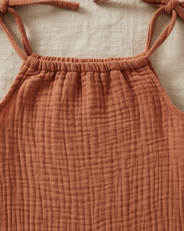 Musselin Kleid Maedchen Orange - Baby Slip Gelb - Ansicht 3