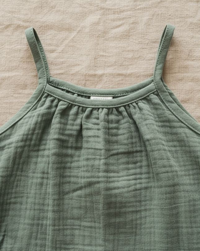 Musselin Kleid Maedchen Volant - Gruen Aermellos Baby - Ansicht 3