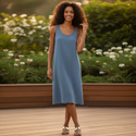 Musselin Kleid Midi Blau - Tank Damen mit Taschen - Ansicht 1