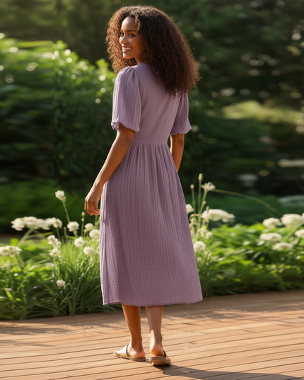 Musselin Kleid Mit Knoepfen - aus 100% Baumwolle - Ansicht 2