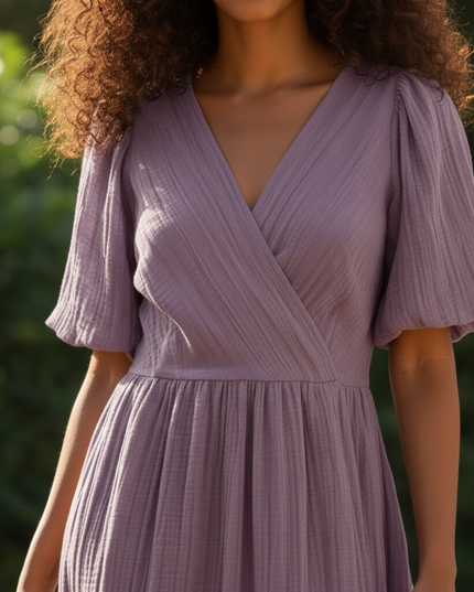 Musselin Kleid Mit Knoepfen - aus 100% Baumwolle - Ansicht 4