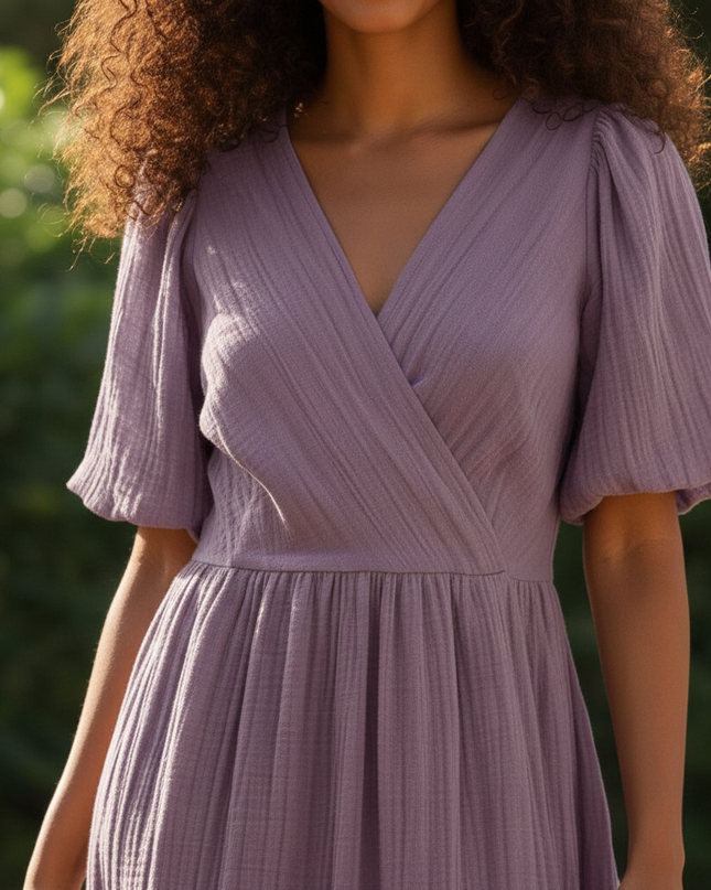 Musselin Kleid Mit Knoepfen - aus 100% Baumwolle - Ansicht 4