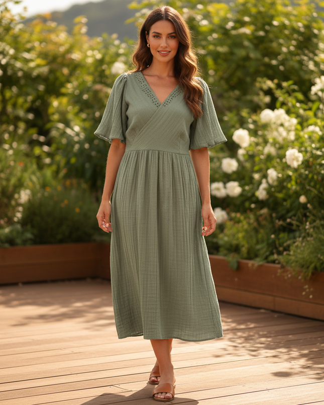 Musselin Kleid Mit Taschen - Bequem & Weich | Musselin Kleid - Ansicht 1