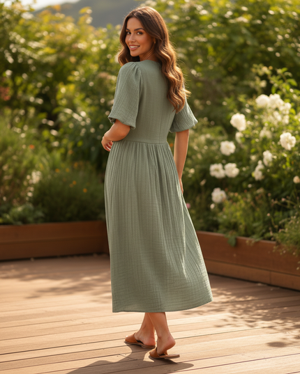 Musselin Kleid Mit Taschen - Bequem & Weich | Musselin Kleid - Ansicht 2
