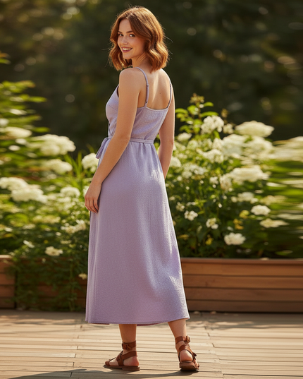 Musselin Kleid Purple Lang - Fliessend & Leicht - Ansicht 2