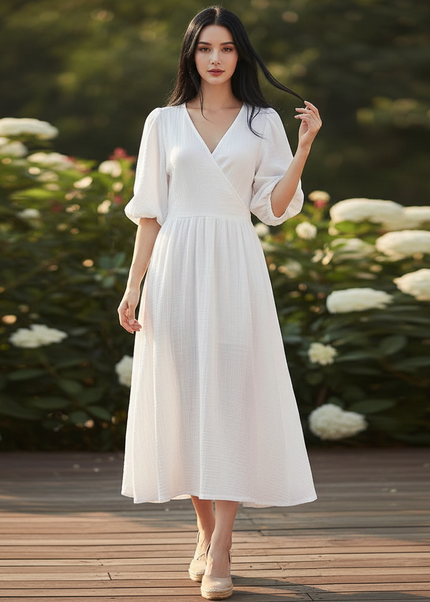 Musselin Maxi Kleid Baumwolle Lang | Musselin Kleid - Ansicht 1