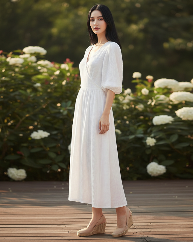 Musselin Maxi Kleid Baumwolle Lang | Musselin Kleid - Ansicht 3