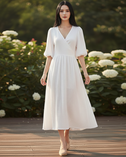 Musselin Maxi Kleid Baumwolle Lang | Musselin Kleid - Ansicht 5