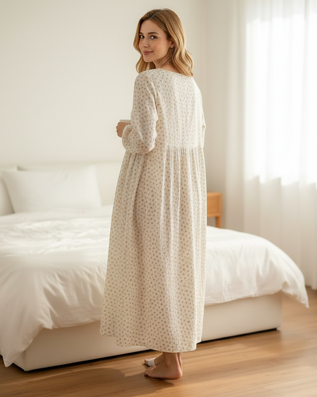 Musselin Nachthemd Damen Baumwolle Floralprint - Ansicht 2