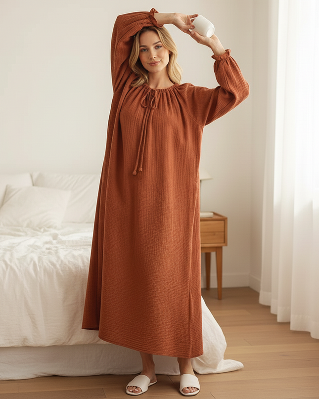 Musselin Nachthemd Damen Elegant - Blumen Puffarm - Ansicht 5