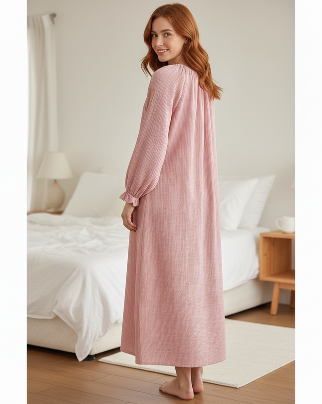 Musselin Nachthemd Damen Rosa Bandage Oversized - Ansicht 2