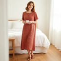 Musselin Nachthemd Damen Kirschmuster Kurzarm Soft - Ansicht 1