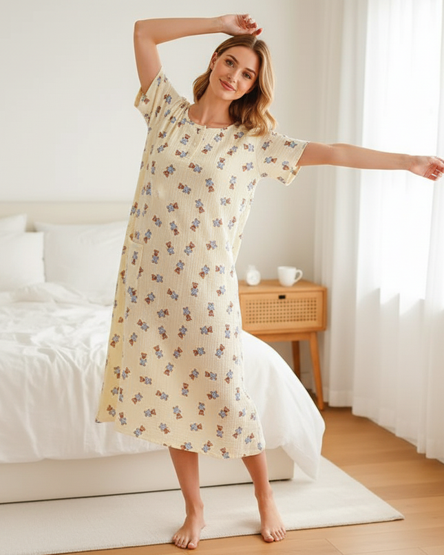 Pyjama Set Musselin Baren Damen Kurzarm Weich - Ansicht 5