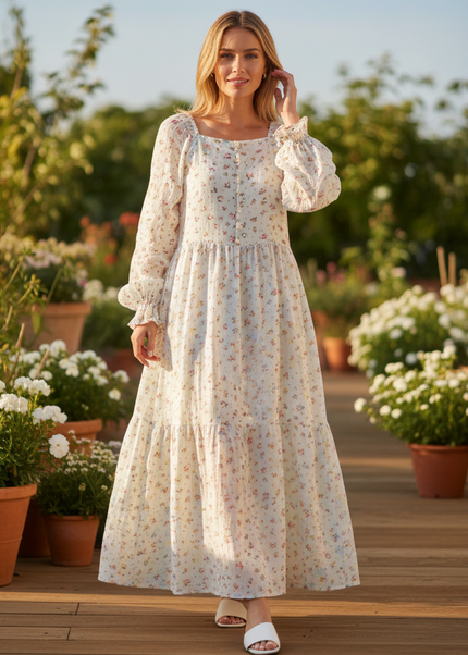 Sommerkleid Musselin Kleid Damen Blumen | Musselin Kleid - Ansicht 1