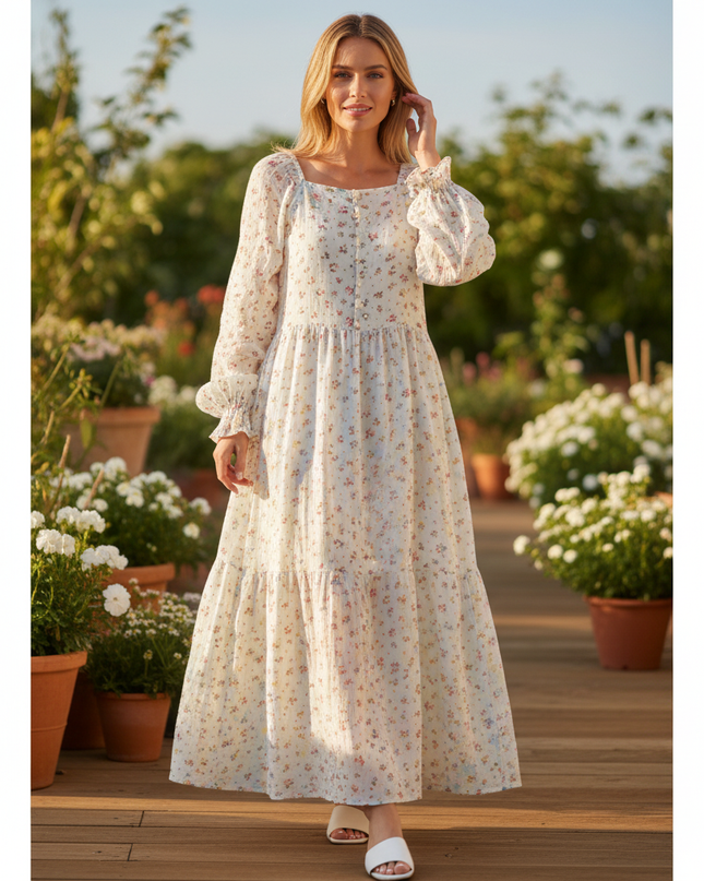 Sommerkleid Musselin Kleid Damen Blumen | Musselin Kleid - Ansicht 1